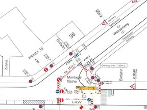 Verkehrszeichenplan für die Verkehrssicherung und Baustellensicherung